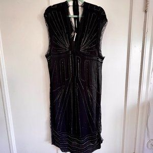 Free People Sheer Beaded Black Dress --Size Medium - Like New